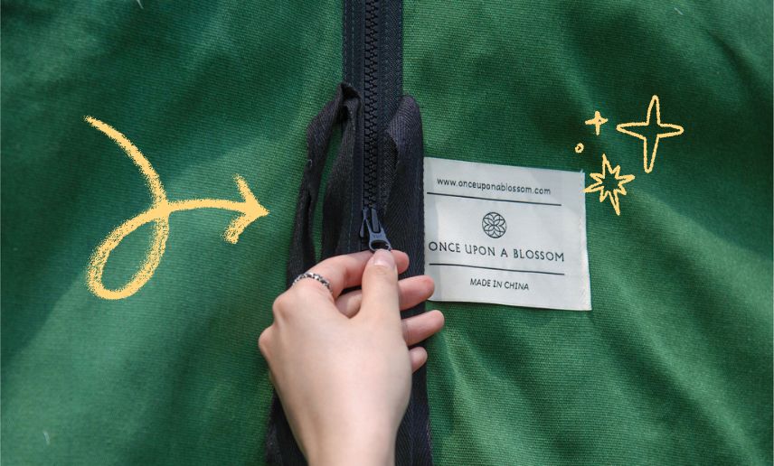 Detailed view of hidden zipper connecting flower wall panels—designed for fast, tool-free setup and easy takedown.