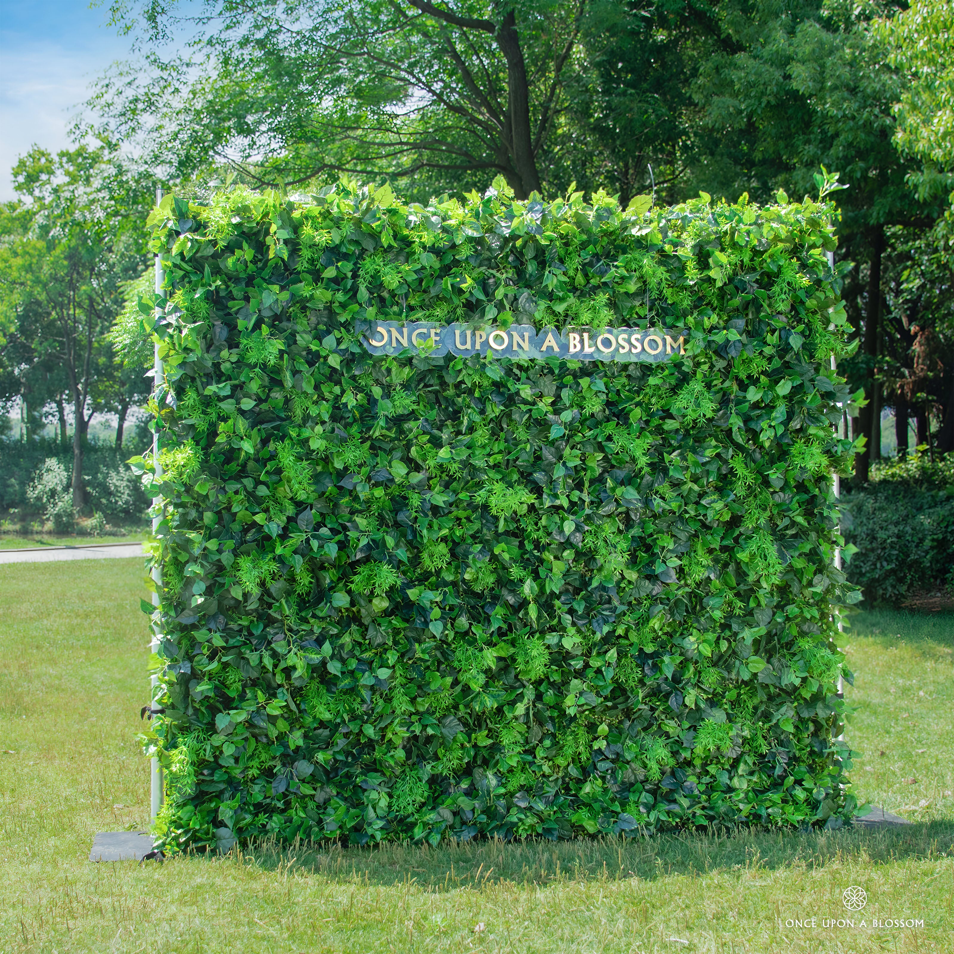 left-side angle of greenery wall from our Simply Evergreen.