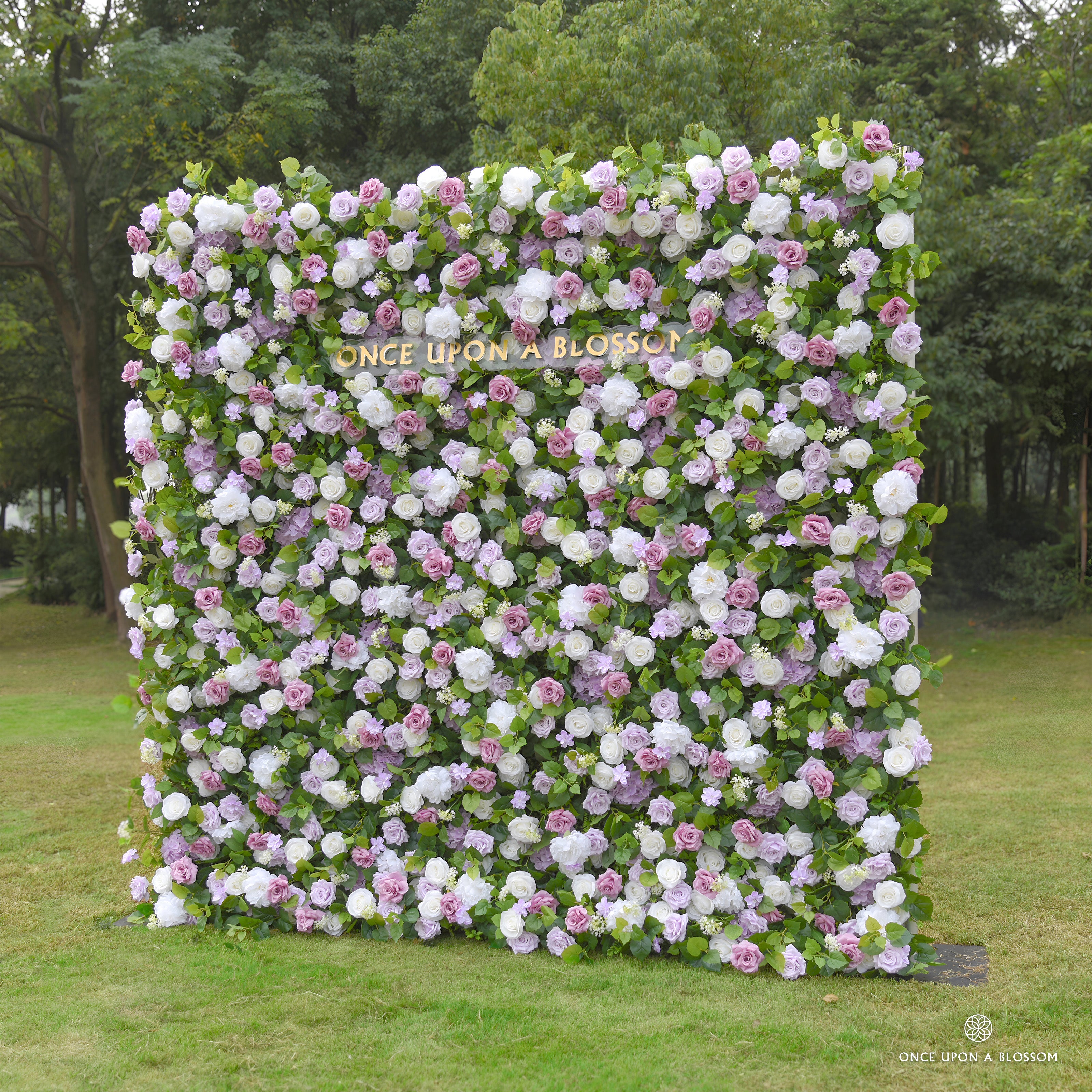 silk mauve and purple rose wall for bridal showers