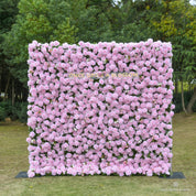 Front view of Daydream Blush pink rose flower wall backdrop by Once Upon a Blossom — a soft, romantic flower wall perfect for weddings, baby showers, and photo booth rentals.