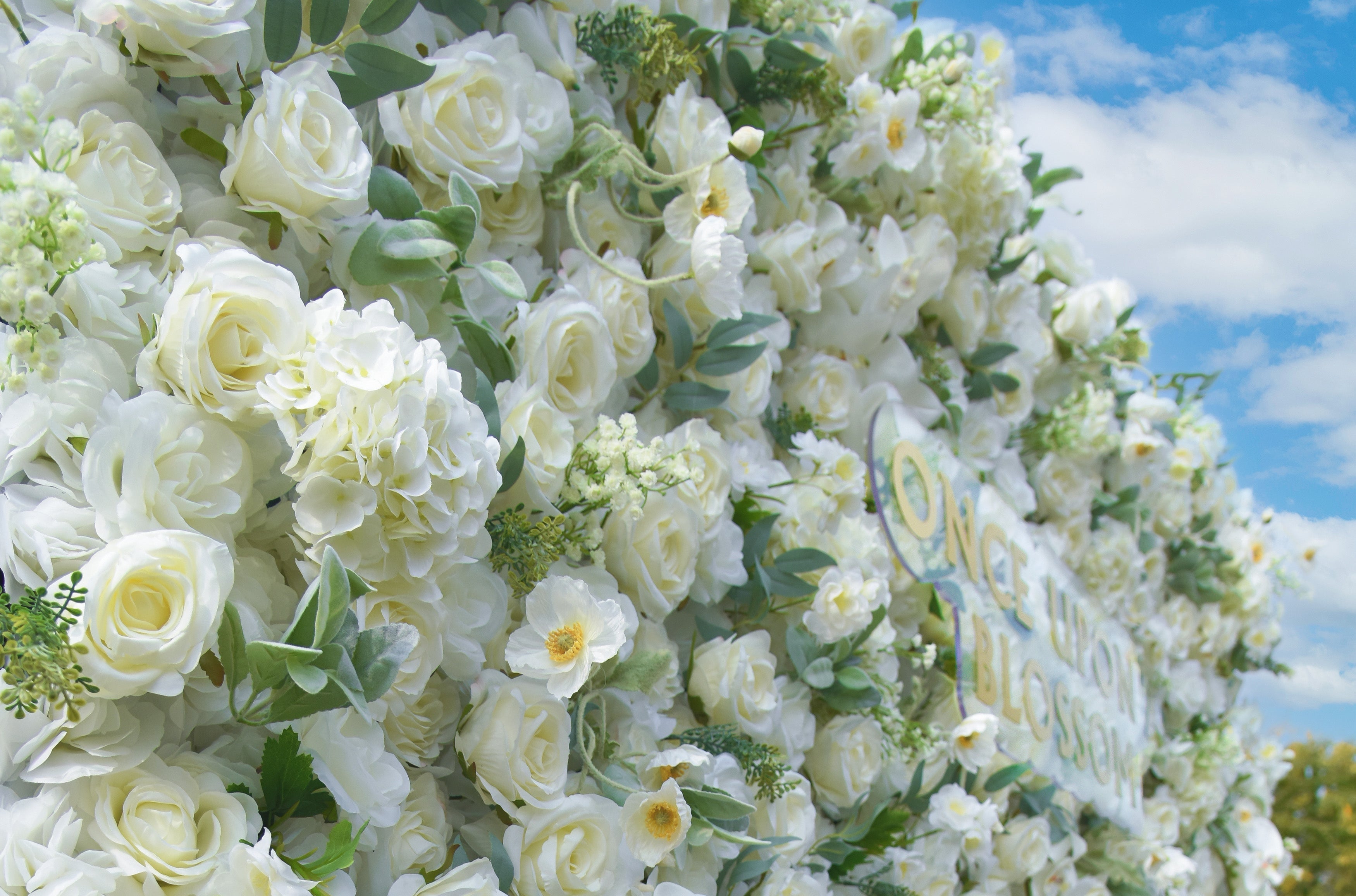 White Flower Wall Multiple Layers Close Up