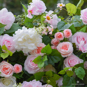 handcrafted pink flower wall with layered textures