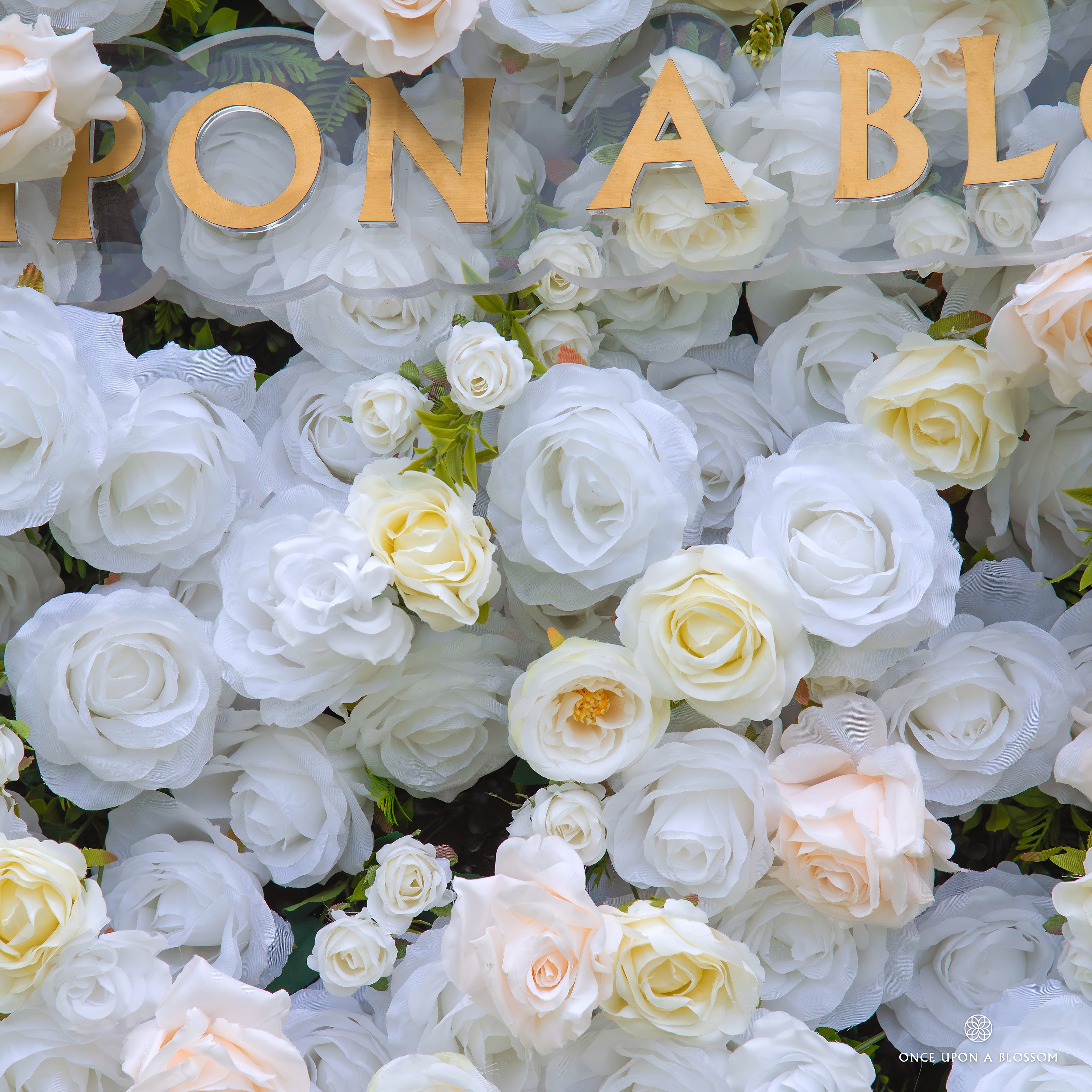 Premium silk flowers used in Ever After ceremony backdrop