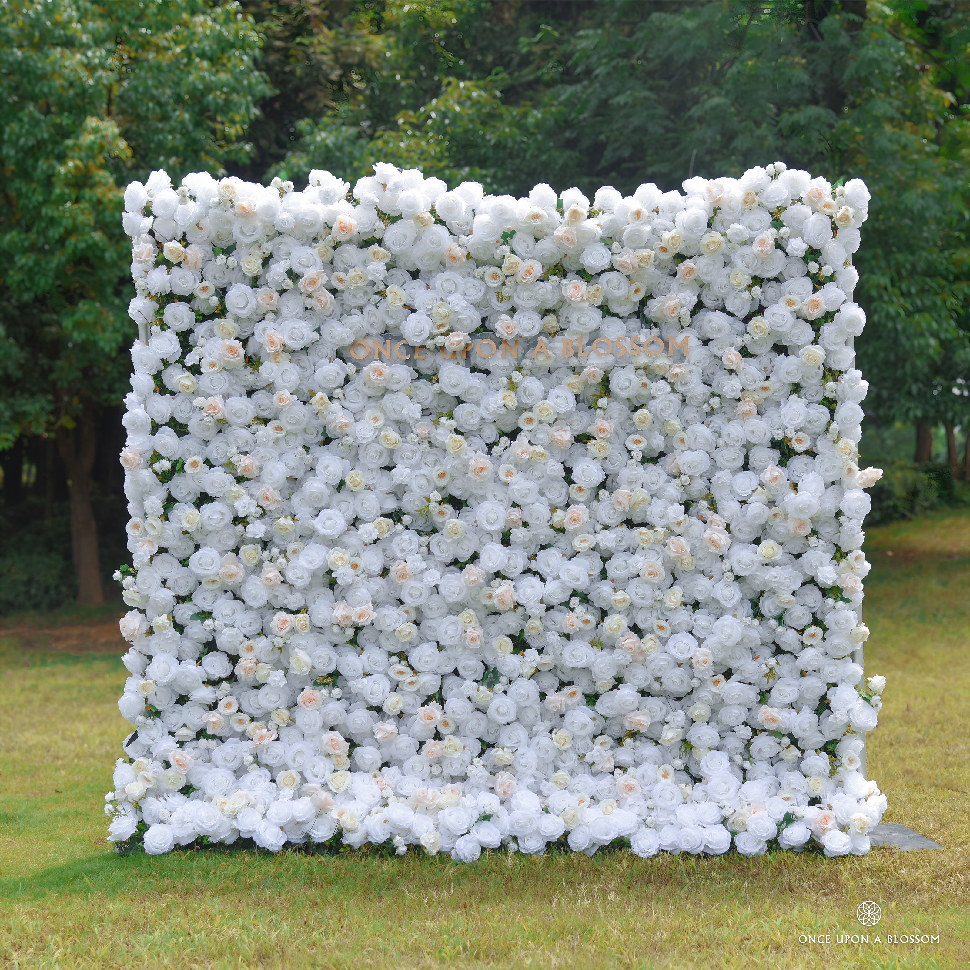 Ever After flower wall backdrop for wedding ceremonies and receptions