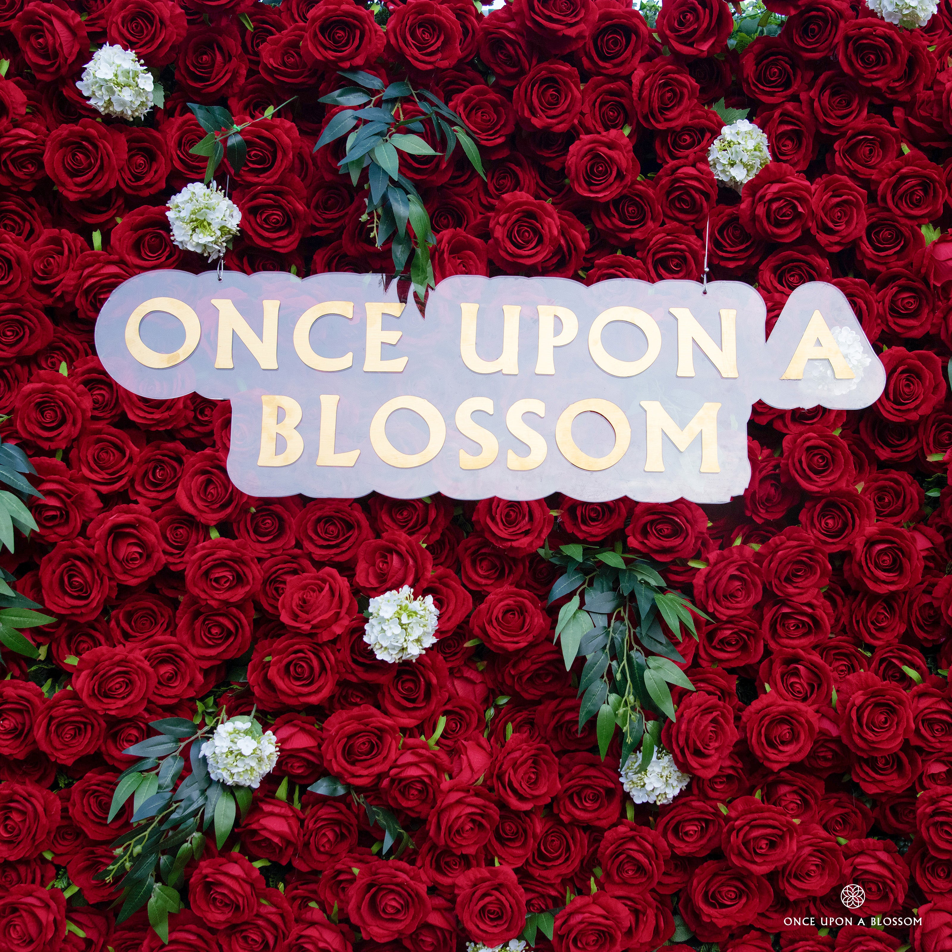 close-up of flower textures of red flower wall featuring premium red roses, from our Lost Roses