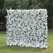 Side view of Garden Party flower wall backdrop showing layered greenery