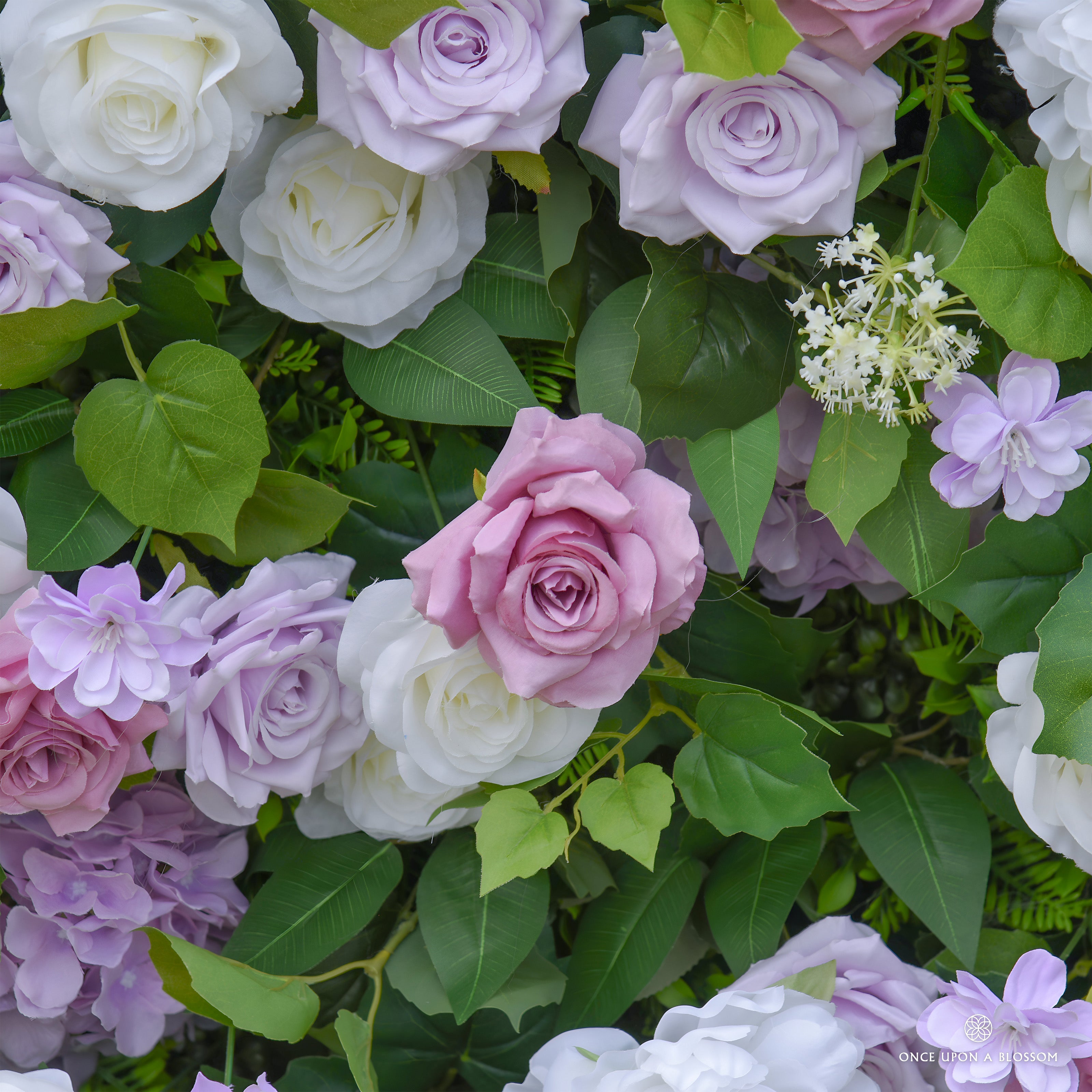 handcrafted purple flower wall with soft color blend