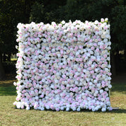 Side angle of the Sweet Nothings pink and white rose flower wall showing its full 8x8 shape